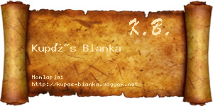 Kupás Bianka névjegykártya