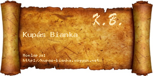 Kupás Bianka névjegykártya